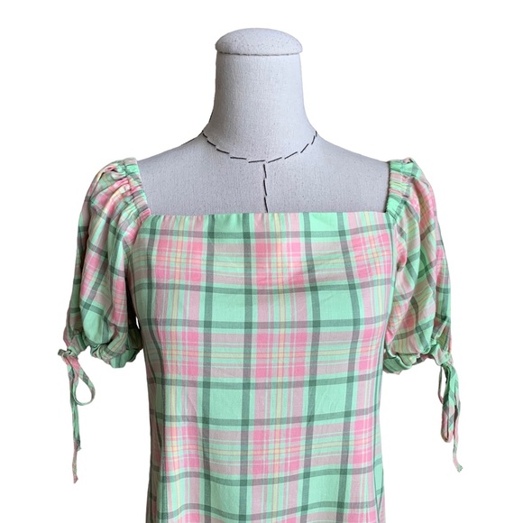 NWT The Ragged Priest Memory Ruched Plaid Mini Dress Small - Picture 5 of 12